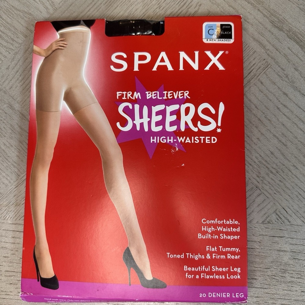 Spanx‎ Firm Believer High Waisted Sheers Black Hoisery Shapewear Size C Nylons